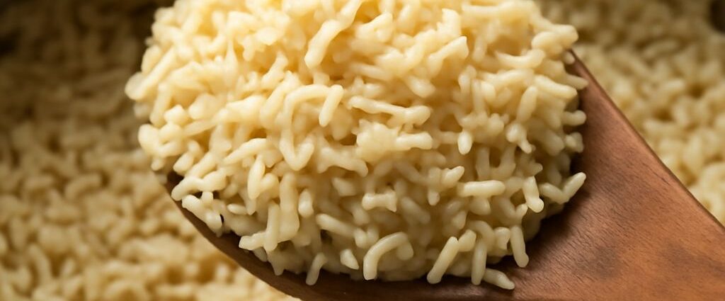 Cooked basmati brown rice in a bowl with fluffy separate grains