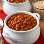 Homemade Boston baked beans in a bowl