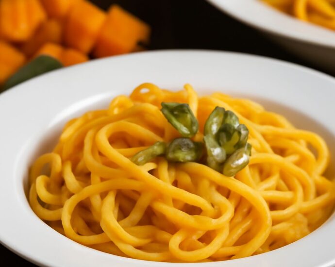 Butternut squash pasta sauce recipes served over noodles