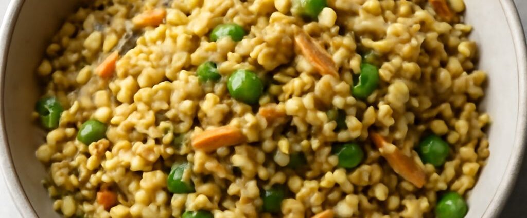 Healthy fried rice with vegetables and egg in a bowl