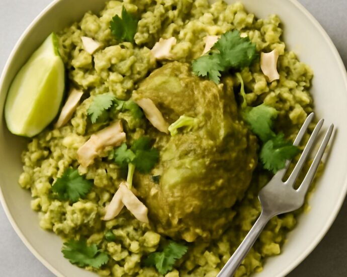 Lime rice with cilantro in a serving bowl
