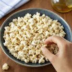 Bowl of popcorn made with olive oil