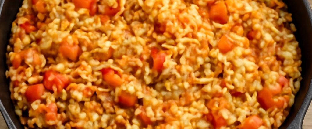 Rice cooked in the oven in a covered baking dish