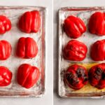 Homemade roasted red peppers and roasted red bell peppers ready for use in recipes