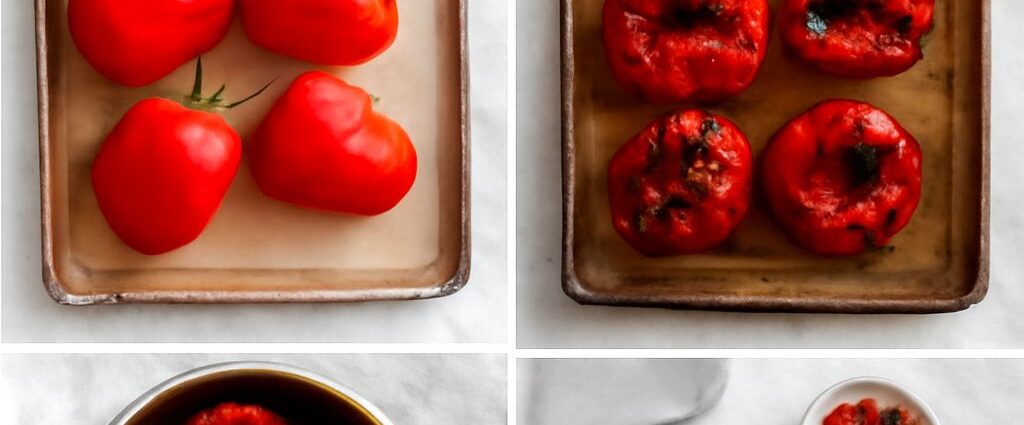 Roasting peppers in the oven on a baking sheet