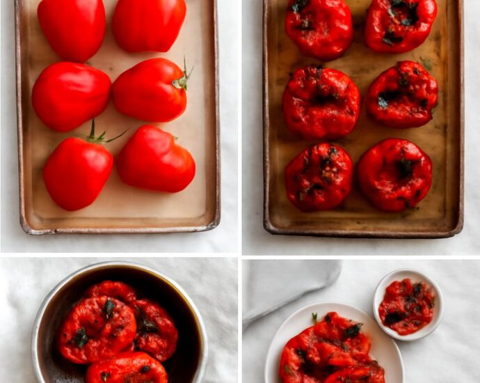 Roasting peppers in the oven on a baking sheet