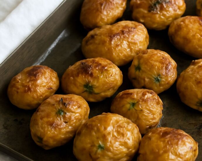 Salt boiled potatoes in a pot after cooking