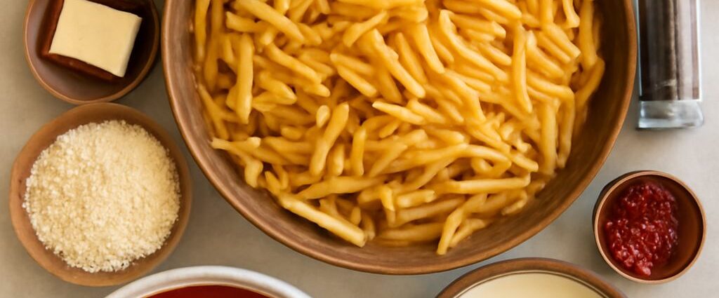 Tomato paste pasta sauce in a pan with herbs and pasta