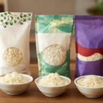 Assortment of vegan cheese alternatives including slices, shreds, and soft spreads on a serving board
