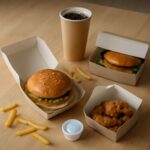 Vegetarian fast food options like fries, wraps, and customizable sandwiches