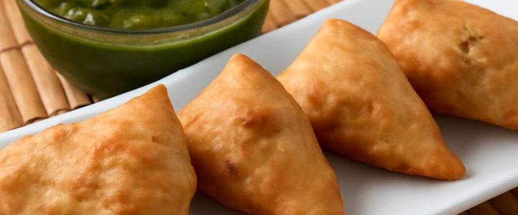 Veggie samosa with crisp golden pastry and savory vegetable filling