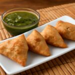 Veggie samosa with crisp golden pastry and savory vegetable filling
