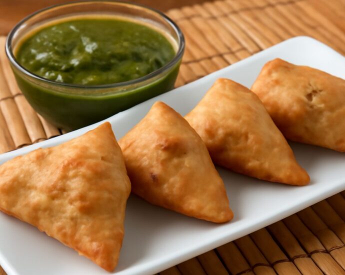Veggie samosa with crisp golden pastry and savory vegetable filling
