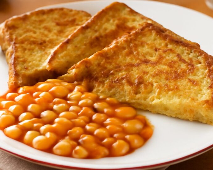Crisp beans on toast with seasoned beans