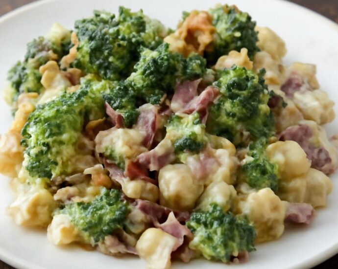 Broccoli salad with raisins, sunflower seeds, and creamy dressing