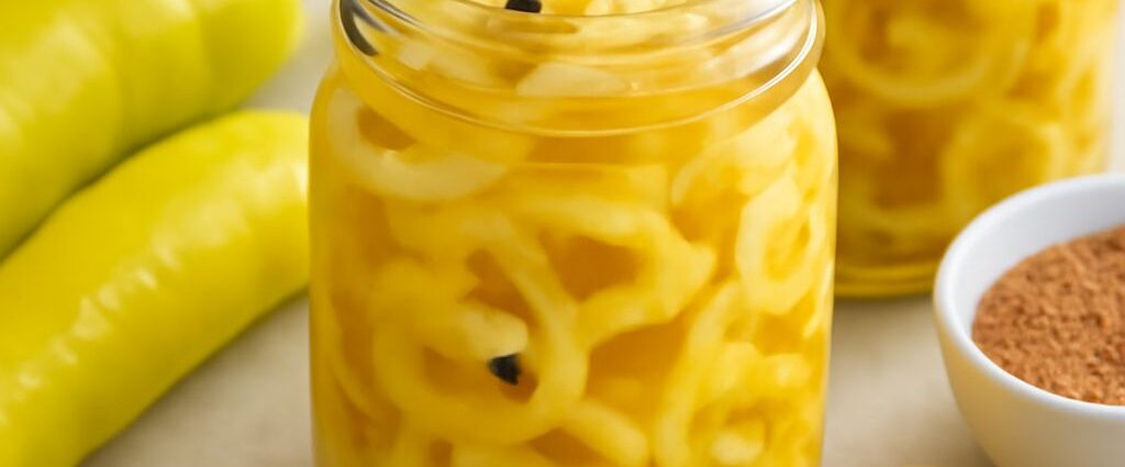 Pickled banana pepper rings packed in pint jars