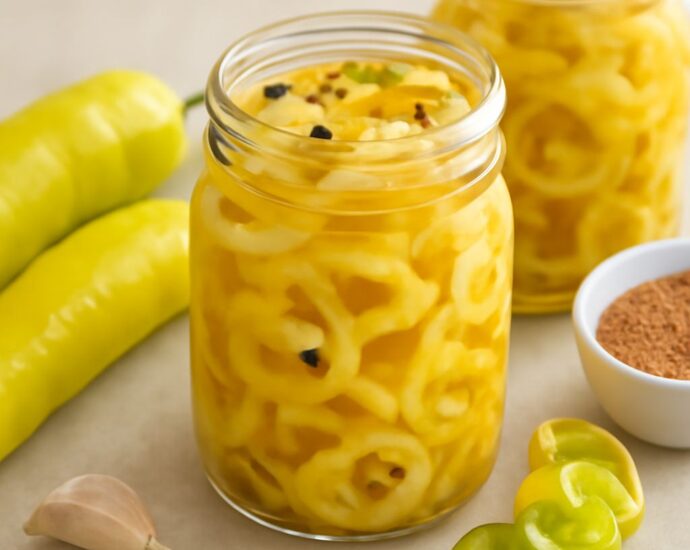 Pickled banana pepper rings packed in pint jars
