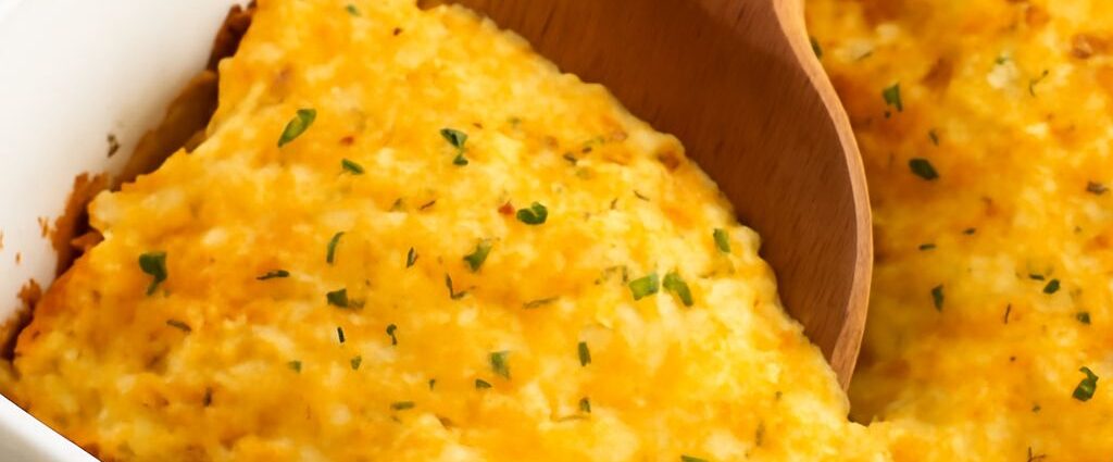 Creamy potato casserole with tender potatoes and a browned cheese crust