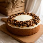 Moist cinnamon apple cake with apples suspended in a tender crumb