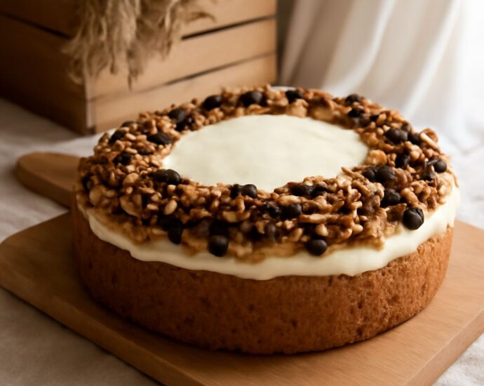 Moist cinnamon apple cake with apples suspended in a tender crumb