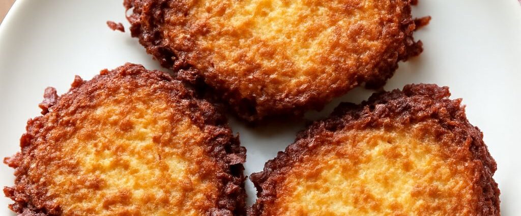 Vegan potato latkes with crisp golden edges and tender centers