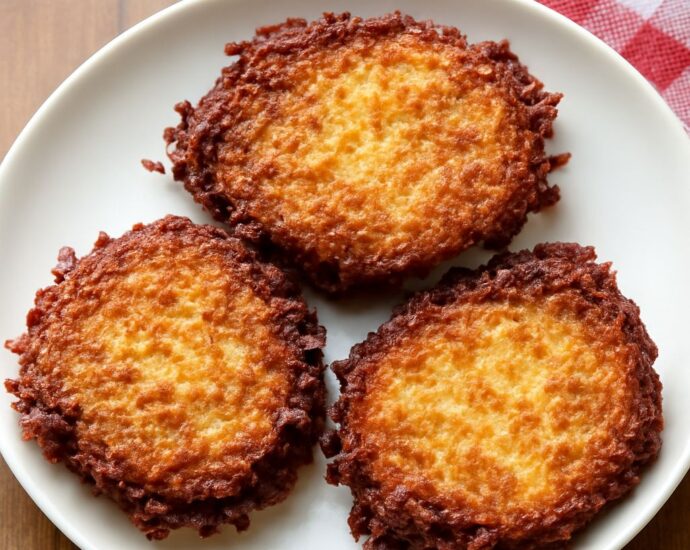 Vegan potato latkes with crisp golden edges and tender centers