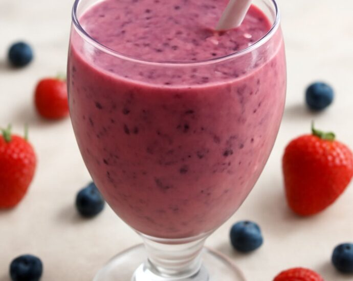 Creamy berry and tropical fruit smoothies made with yogurt