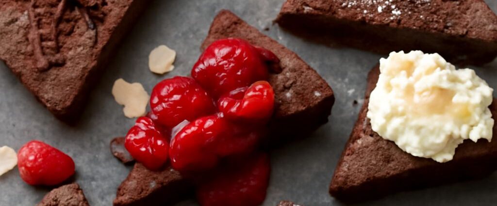 Three gluten-free, dairy-free dessert recipes: fruit crisp, chocolate pots, and nut- or seed-based cookies