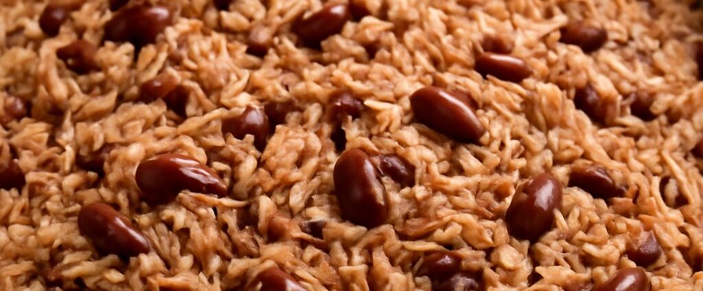 Vegetarian Jamaican rice and peas with coconut milk and kidney beans