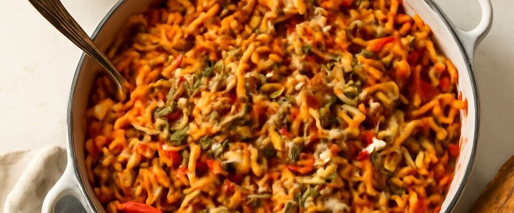 Pesto tomato sauce served over pasta with basil
