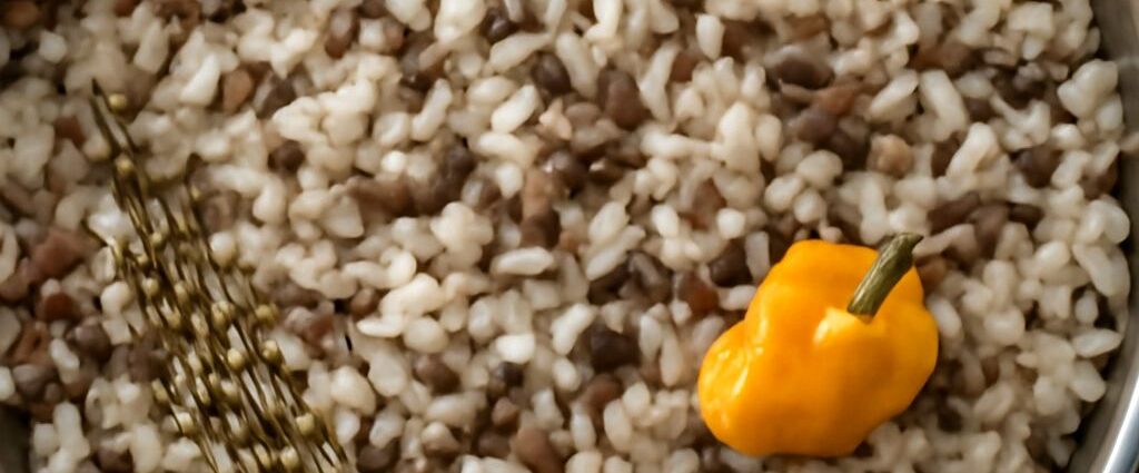 Creamy coconut-tomato pigeon peas served over rice