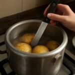 Whole and cubed pressure-cooked potatoes for mashing or salad