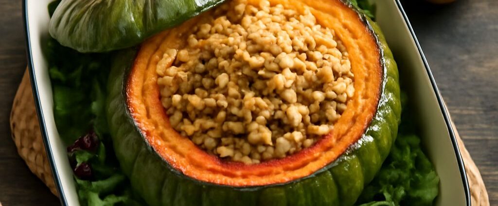Caramelized roasted kabocha squash wedges with creamy centers
