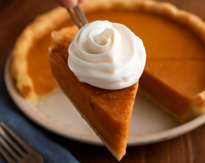 Southern-style sweet potato pie with a smooth golden filling on a white plate