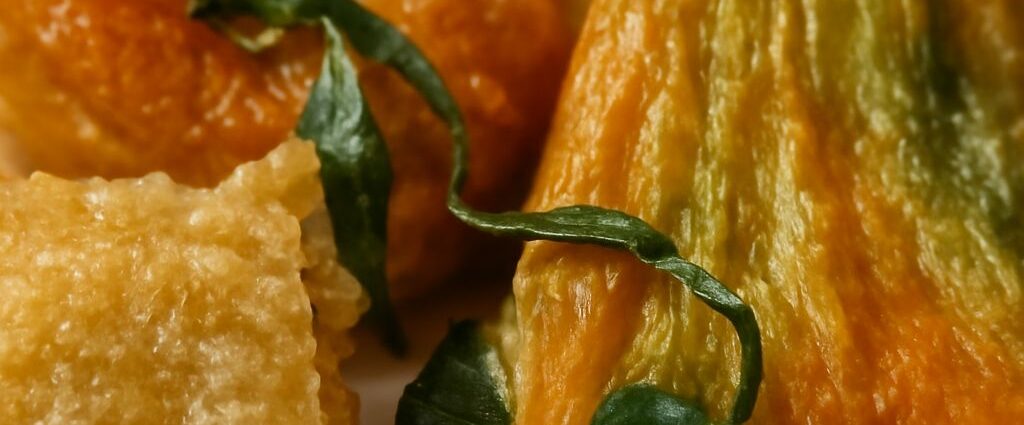 Stuffed courgette flowers with ricotta and fresh herbs