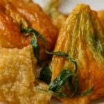 Stuffed courgette flowers with ricotta and fresh herbs