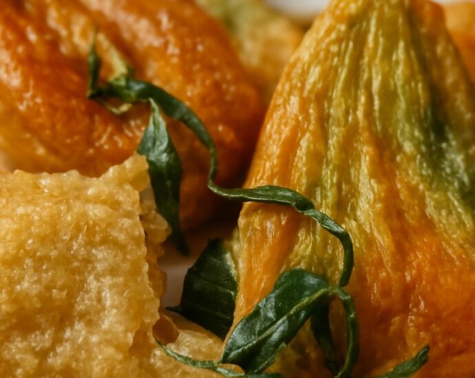 Stuffed courgette flowers with ricotta and fresh herbs