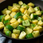 Sautéed zucchini and yellow squash in a skillet