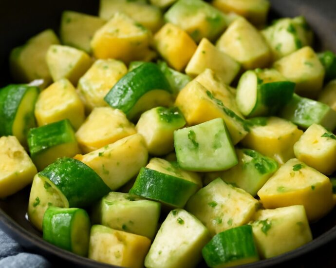Sautéed zucchini and yellow squash in a skillet