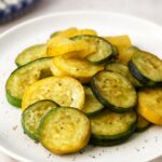 A zucchini and yellow squash recipe served as a skillet side dish