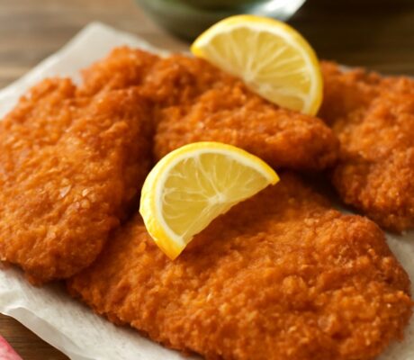 Breaded chicken cutlets ready to serve