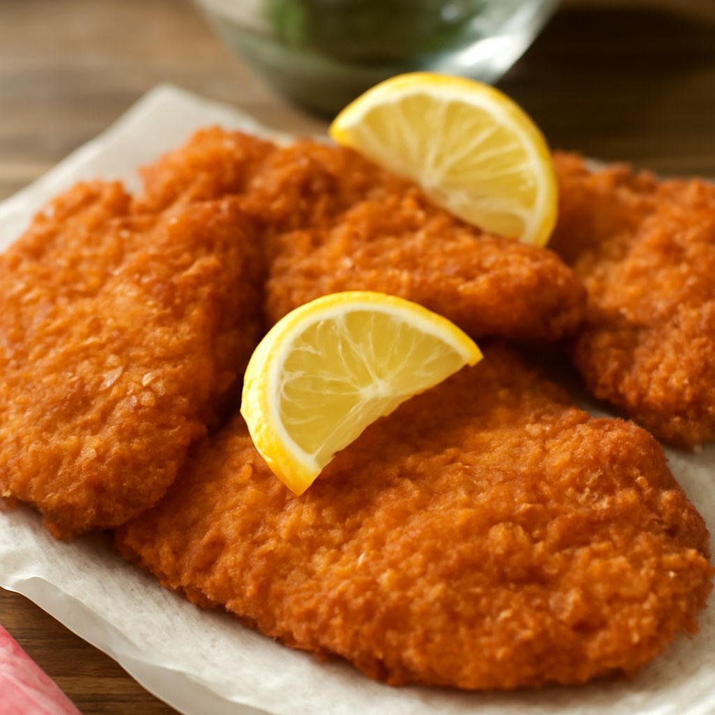 Breaded chicken cutlets ready to serve