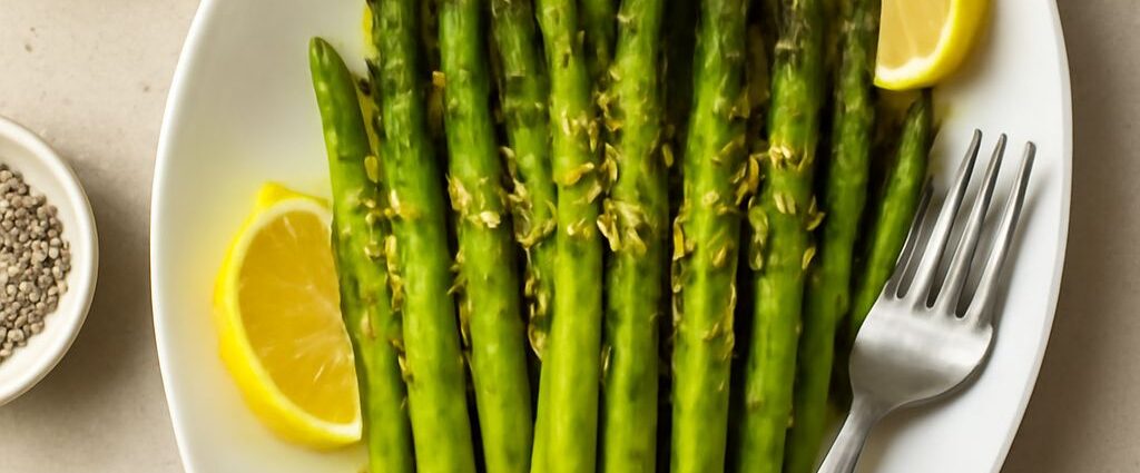 Fresh asparagus spears ready for cooking