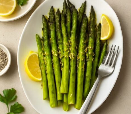 Fresh asparagus spears ready for cooking