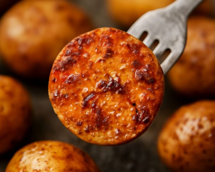 A tray of perfectly roasted baby potatoes